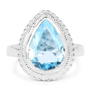 5.30 Carat Genuine Blue Topaz .925 Sterling Silver Ring