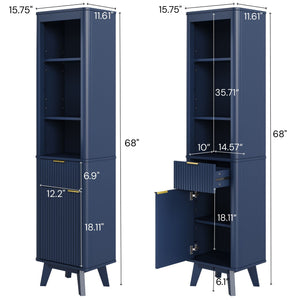 Tall Bathroom Storage Cabinet With Adjustable Shelves And 1 Drawer & Door