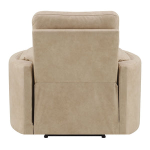 Elison - Motion Glider Recliner With Swivel - Dark Beige Polish Microfiber