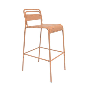 Carmella Outdoor BarStool Set of 2 Iron Slat Design Orange Matte Finish
