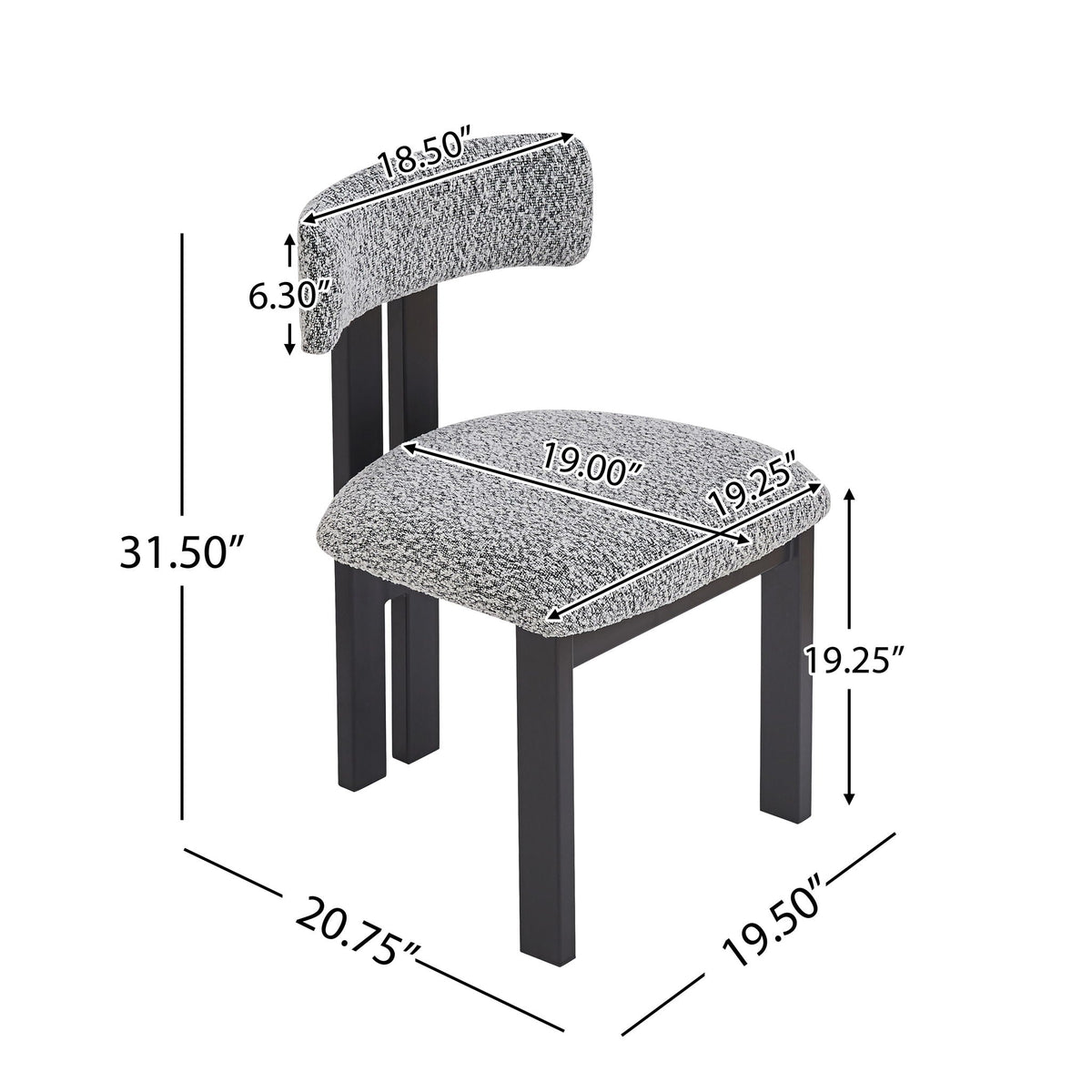 Modern Upholstered Armless Dining Chairs With Metal Legs