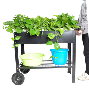 Mobile Metal Raised Garden Bed Cart with Legs