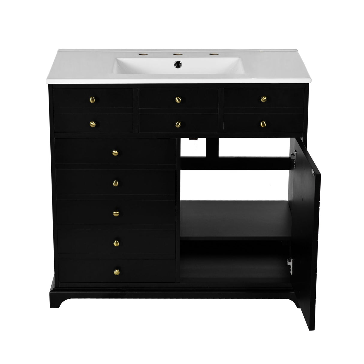 Retro Bathroom Vanity with Sink and Storage Cabinet