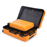 3-Piece ABS Spinner Wheel Luggage Set in Black and Orange