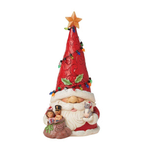 Gnome Santa Wrapped in Lights Figurine