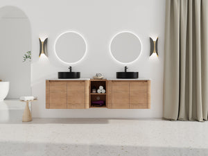 72" Wall-Mounted Bathroom Vanity With Ceramic Art Sink