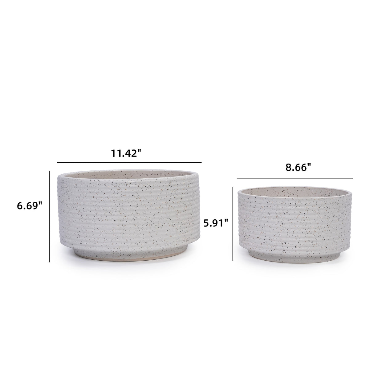 2 Pieces Ceramic Flowerpot, Modern Planter for Patio, Garden or Windowsills - Milk White