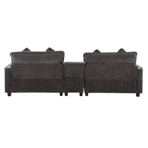 Modern Sectional Sofa With Removable Ottomans, USB Ports