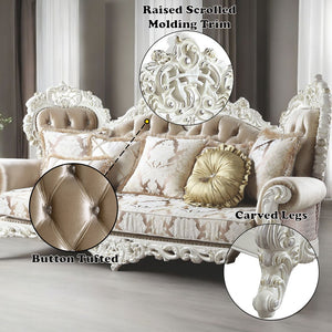 Vanaheim - Sofa With 7 Pillows - Fabric & Antique White