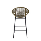 Ferrara Outdoor Patio Green Faux Wicker Barstool Set with Ergonomic Design and Durable PE Material