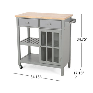 Aidah Contemporary Kitchen Cart With Wheels - Gray