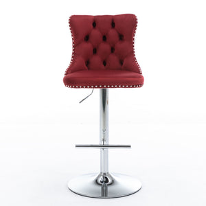 Swivel Barstools Adjusatble Seat Height From 25-33", Modern Upholstered Base Bar Stools With Backs Comfortable Tufted For Home Pub And Kitchen Island (Set of 2)