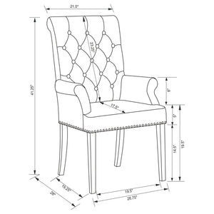 Vaughn - Upholstered Dining Chair With Tapered Legs And Nailhead Trim - Beige