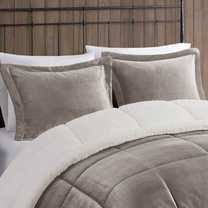 Full/Queen Plush to Sherpa Down Alternative Comforter Set