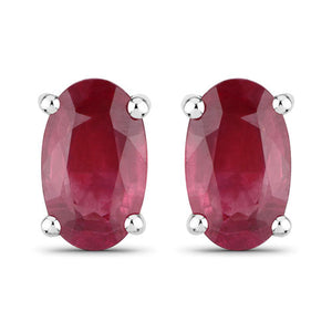 0.54 Carat Genuine Ruby 14K White Gold Earrings