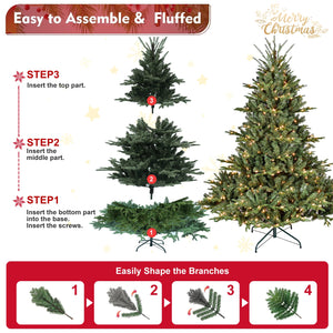 Full-Bodied Pre-Lit Evergreen Christmas Tree with 350 Warm White Lights - Green