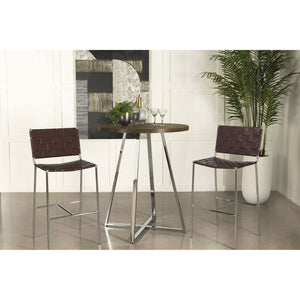 Burkhart - Round Height Bistro Bar Table - Brown Oak