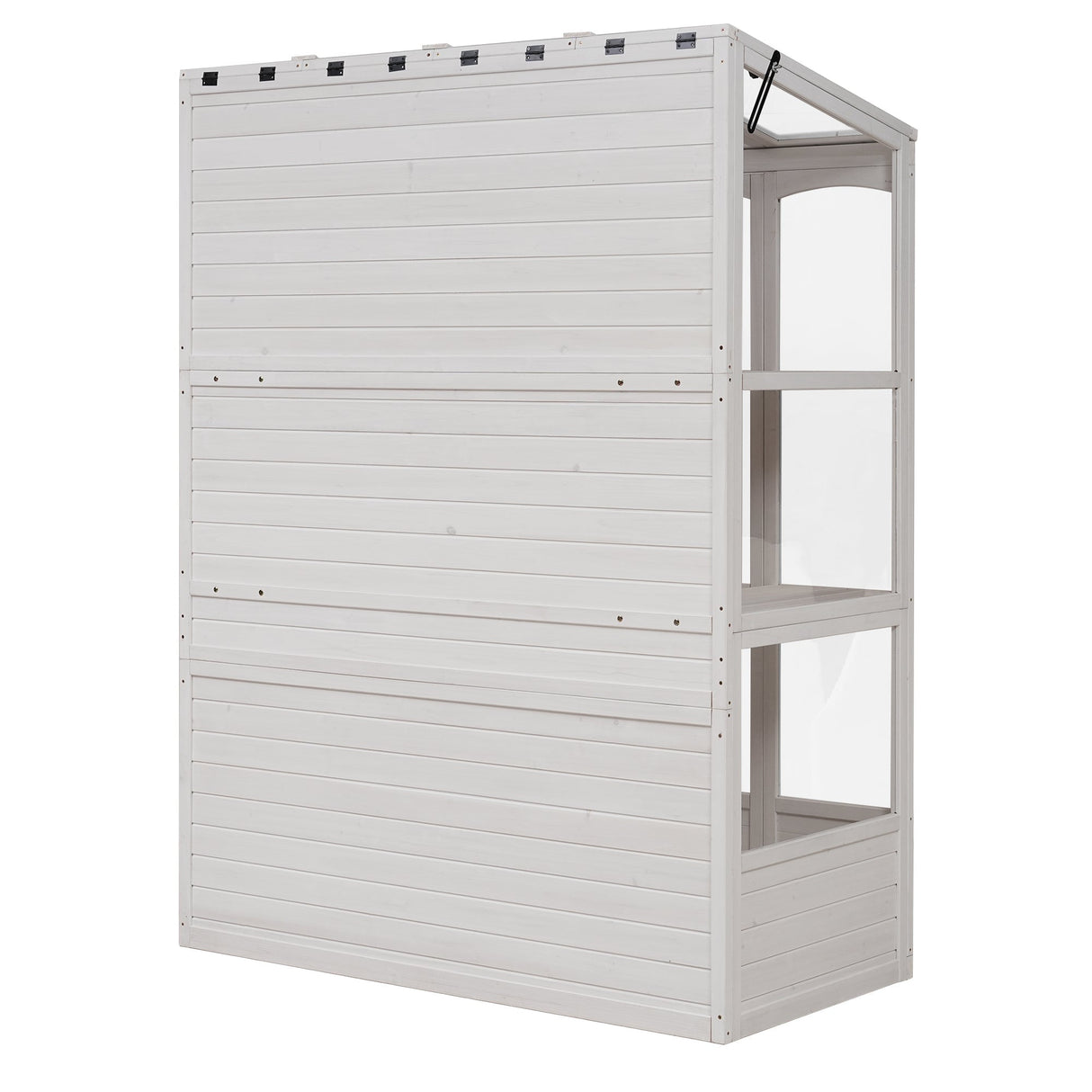 TOPMAX 78-inch Wooden Walk-in Greenhouse with 4 Skylights and Folding Shelves