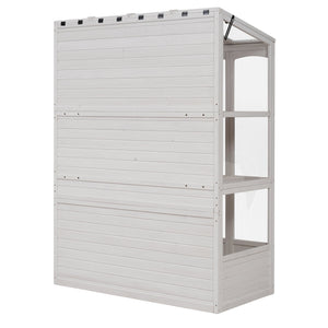 TOPMAX 78-inch Wooden Walk-in Greenhouse with 4 Skylights and Folding Shelves