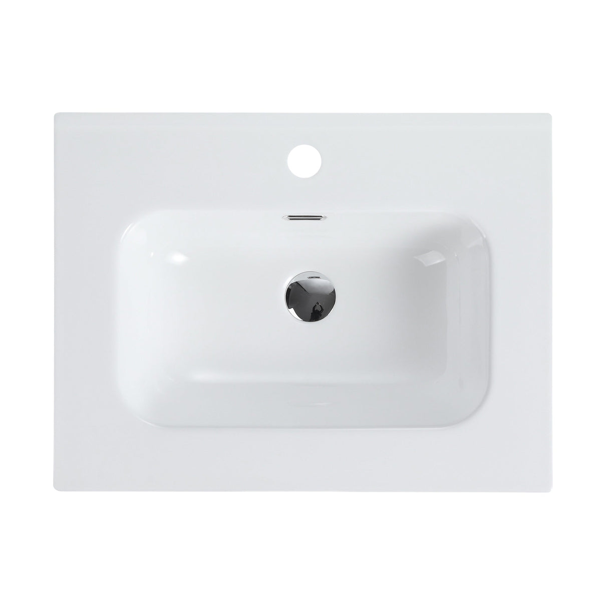 Glossy White Ceramic Integrated Sink