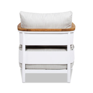 Rhodes 29" Upholstered Teak & Aluminum Patio Arm Chair Birch
