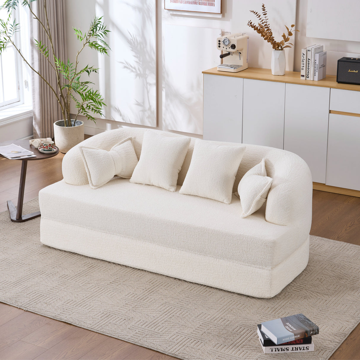 2-in-1 Foldable Sofa Bed with 4 Pillows