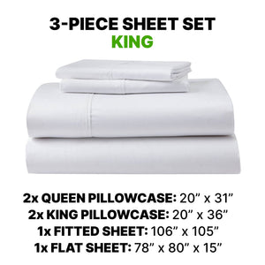 Sheet Set Luxurious Supima, Wrinkle Resistant, Breathable, With 2 Ghostgrip Band