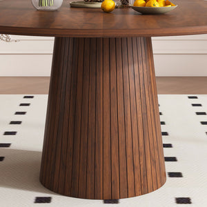 47 Inch Round MDF Dining Table for 4, Modern Farmhouse Style