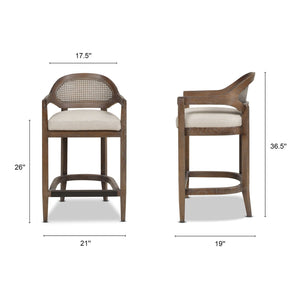 Americana - Mid-Century Modern Cane Back Counter Stool