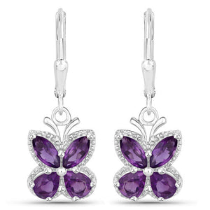 2.12 Carat Genuine Amethyst .925 Sterling Silver Earrings