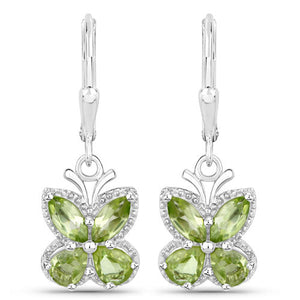 2.28 Carat Genuine Peridot .925 Sterling Silver Earrings