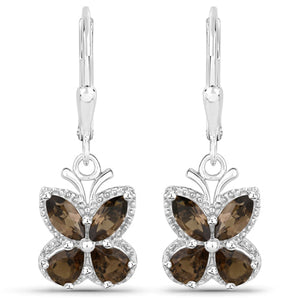 2.20 Carat Genuine Smoky Quartz .925 Sterling Silver Earrings
