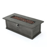 Transitional 56'' Rectangular Outdoor MgO Propane Fire Pit with Brown Wood Pattern