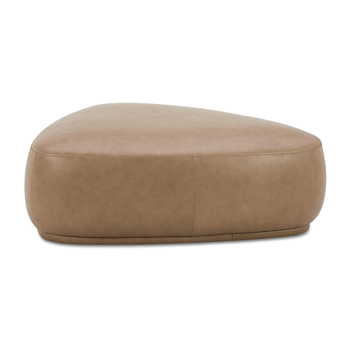 Pebble 44" Rounded Triangle Cocktail Ottoman in Tuscan Tan Brown Leather