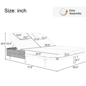 TREXM Outdoor Daybed with Adjustable Backrest