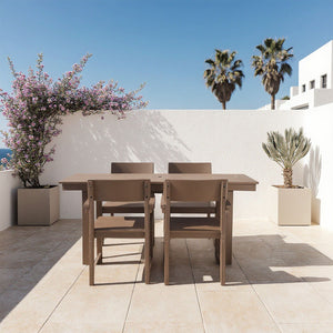 5 Piece Outdoor Dining Set with Umbrella Hole and 4 Armrest Chairs