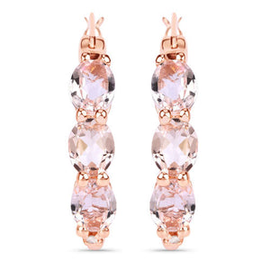 1.63 Carat Genuine Morganite and White Diamond .925 Sterling Silver Earrings