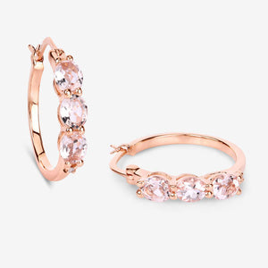 1.63 Carat Genuine Morganite and White Diamond .925 Sterling Silver Earrings
