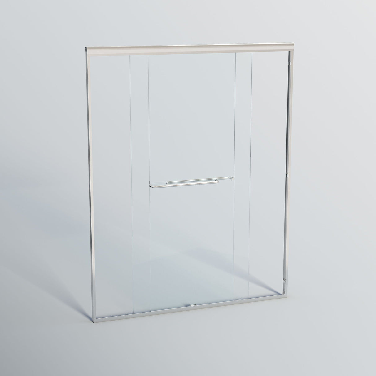 Double Sliding Shower Door, Semi-Frameless Bypass Bathroom Sliding Door With 1/4" (6 Mm) Tempered Glass For Walk-In Shower