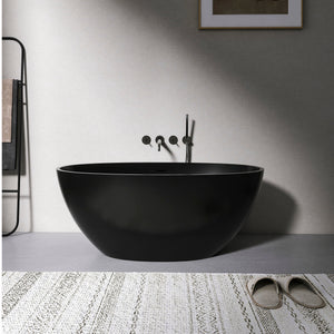 55 Inch Freestanding Solid Surface Soaking Bathtub