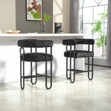 Household bar stools set of 2, modern upholstered with back