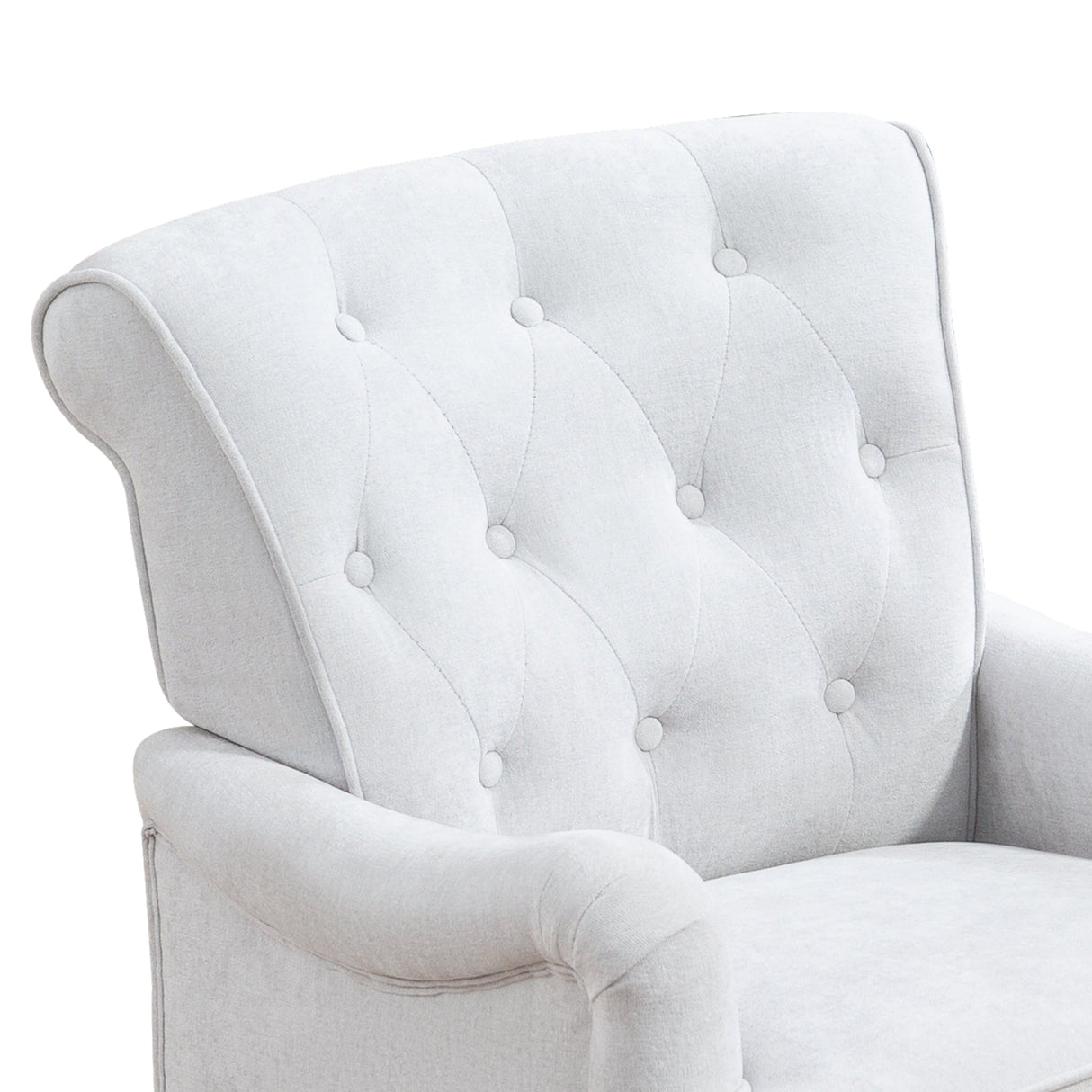 Chenille Tufted Upholstered Rolled Back Accent Chair
