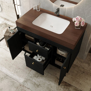 36" Modern Freestanding Bathroom Vanity with Sintered Stone Top, Ceramic Sink & Smart Storage