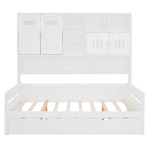 Daybed With All-In-One Cabinet And Shelf