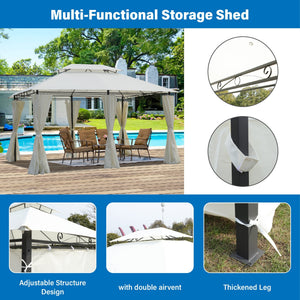 13x10 Outdoor Patio Gazebo Tent with Ventilated Double Roof and Sidewalls