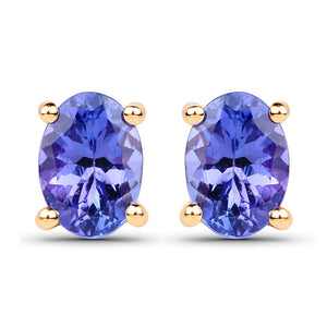 1.24 Carat Genuine Tanzanite 14K Yellow Gold Earrings