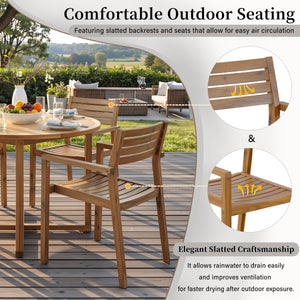 U_STYLE 5-Piece Outdoor Dining Set with Acacia Wood Chairs