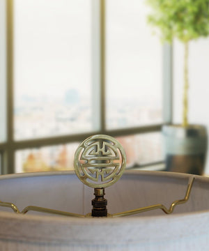 Vintage Scroll Solid Brass Lamp Finial Antique Brass, 2.8"h