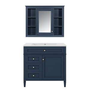 Bathroom Vanity With Mirror Cabinet, Storage Cabinet With 2 Soft Closing Doors And 4 Drawers, Undermount Sink