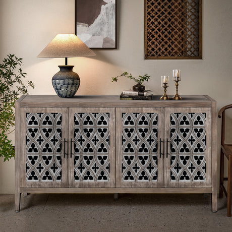 4-Door-Storage-Wooden-Cabinet-Console-Table-Sideboard-Buffets